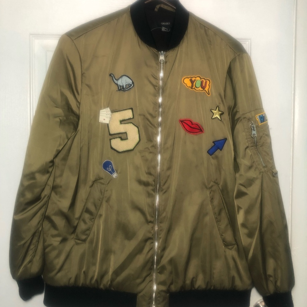 Forever 21 Army green jacket with patches